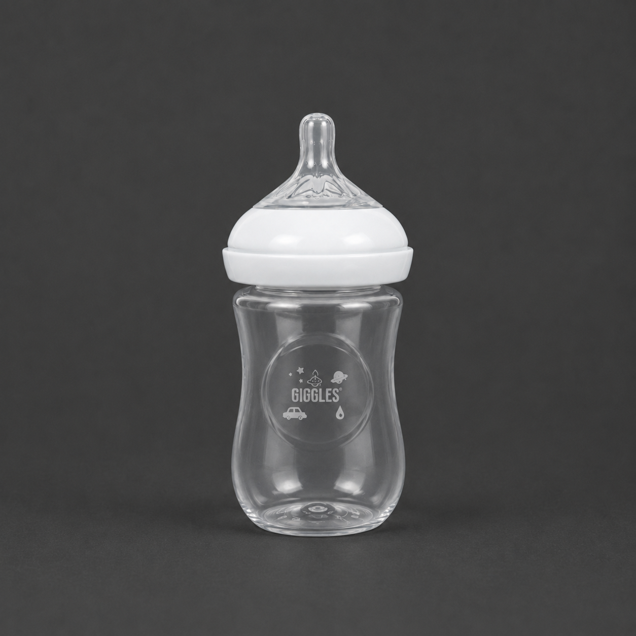Giggles Crown Neck Baby Feeder 260ml White BPA-Free Feeding Bottle