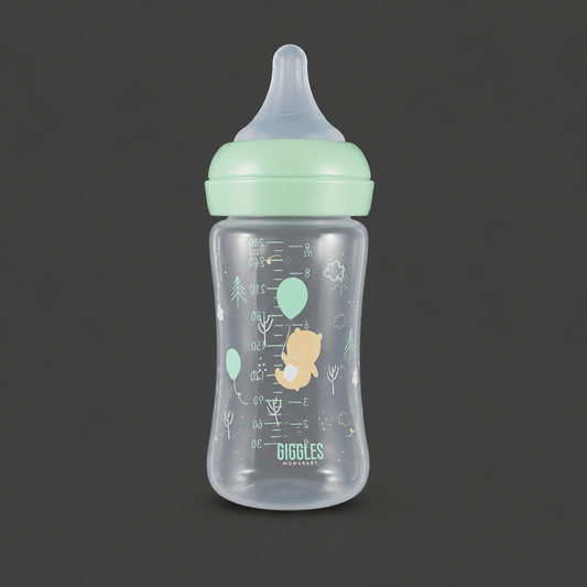 Giggles Wide Neck Baby Feeder 260ml Green BPA-Free Feeding Bottle