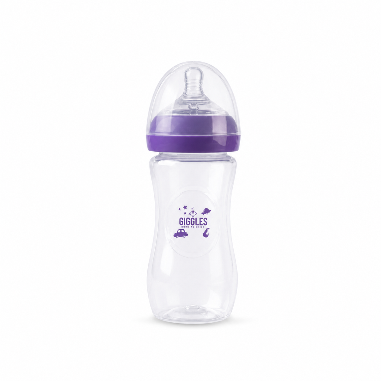 Giggles Crown Neck Baby Feeder 330ml Purple BPA-Free Feeding Bottle