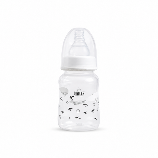 Giggles Normal Neck Baby Feeder 120ml Grey BPA-Free Feeding Bottle