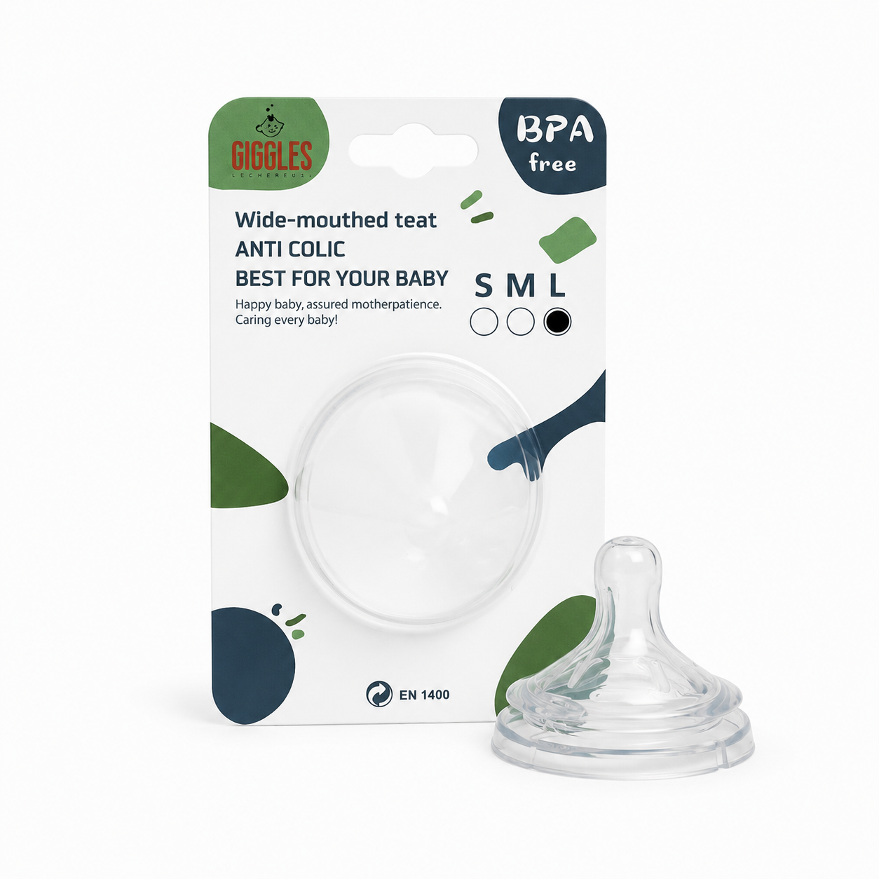 Giggles Breast Shape Baby Nipple BPA-Free Silicone Feeding Nipple