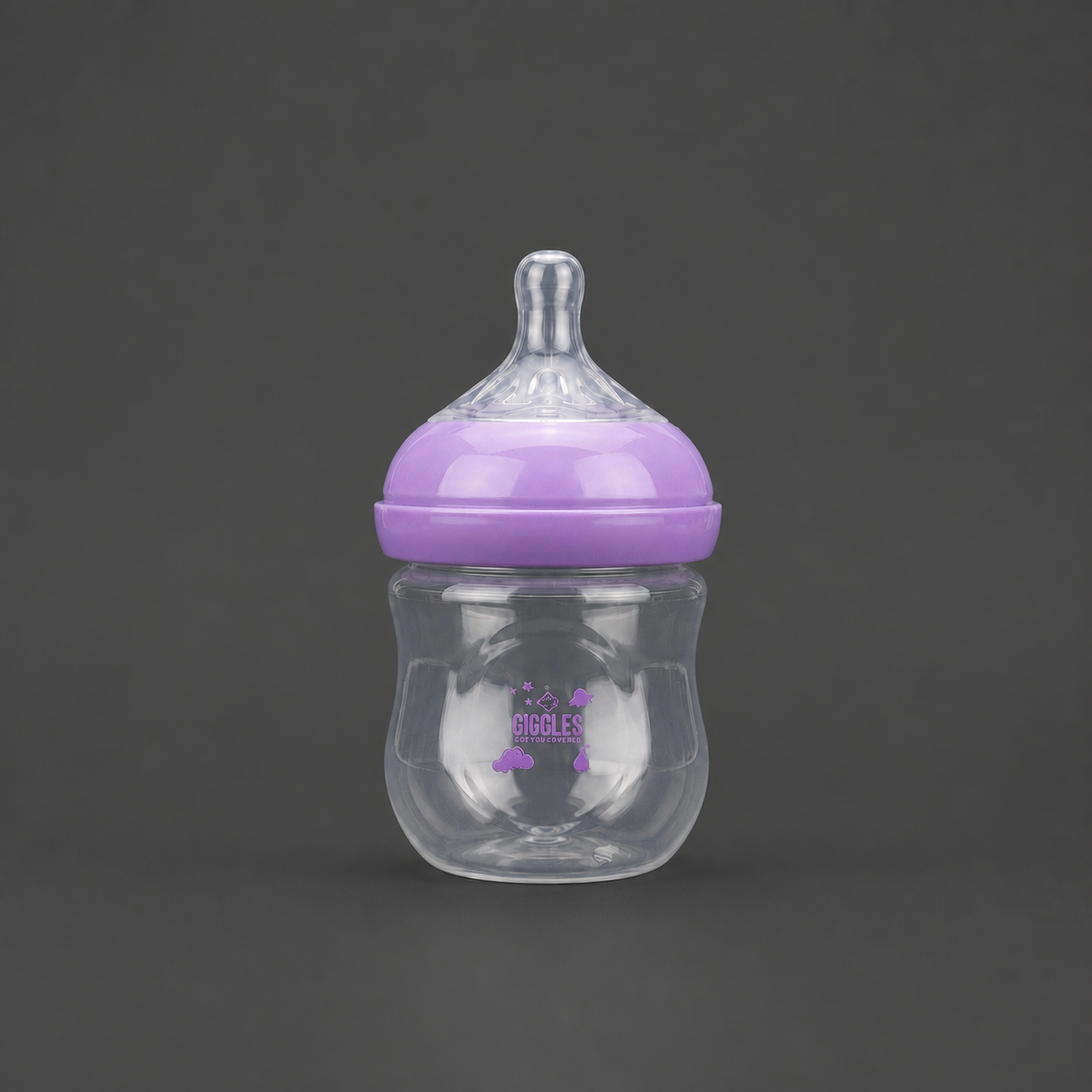 Giggles Crown Neck Baby Feeder 125ml Purple BPA-Free Feeding Bottle