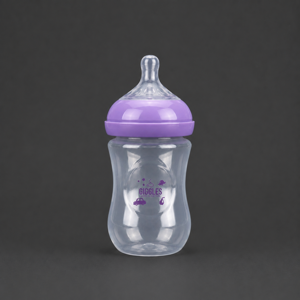 Giggles Crown Neck Baby Feeder 260ml Purple BPA-Free Feeding Bottle