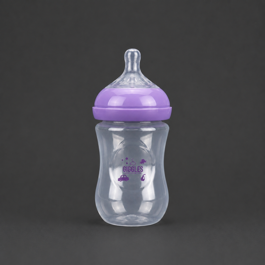 Giggles Crown Neck Baby Feeder 260ml Purple BPA-Free Feeding Bottle