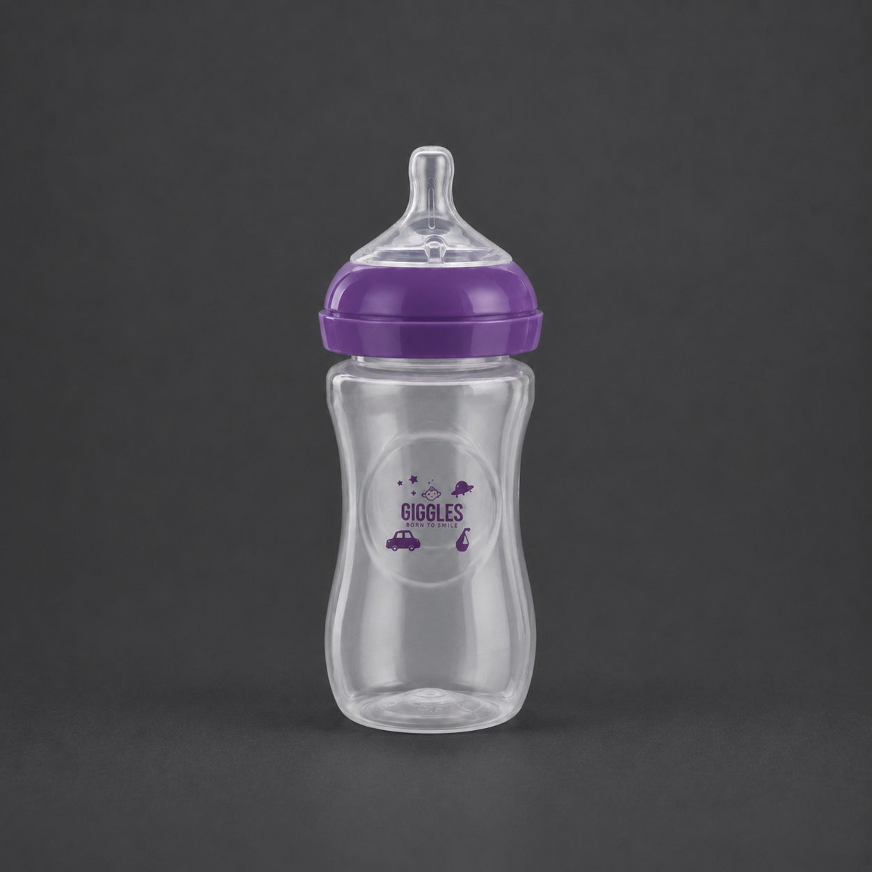 Giggles Crown Neck Baby Feeder 330ml Purple BPA-Free Feeding Bottle