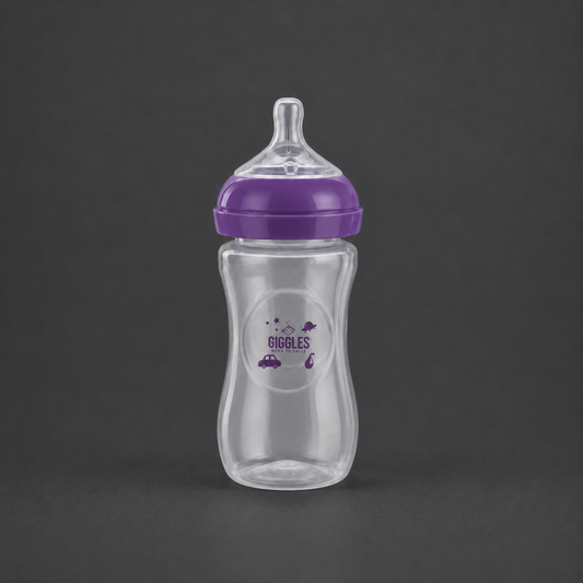 Giggles Crown Neck Baby Feeder 330ml Purple BPA-Free Feeding Bottle