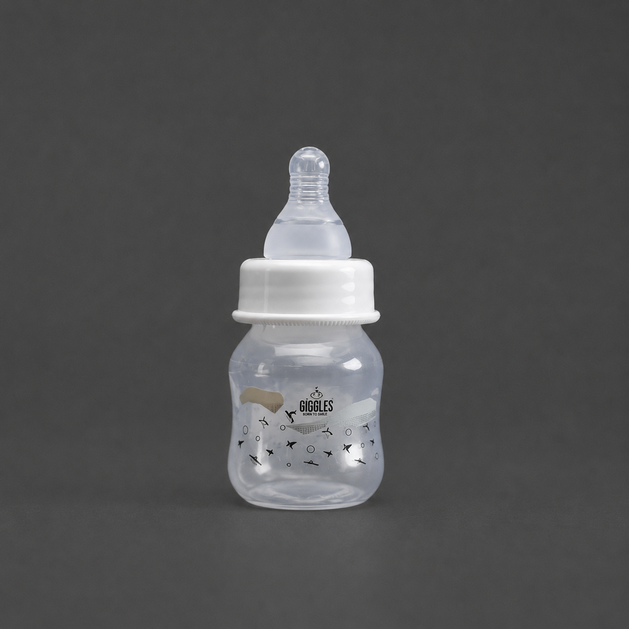Giggles Normal Neck Baby Feeder 60ml Grey BPA-Free Feeding Bottle