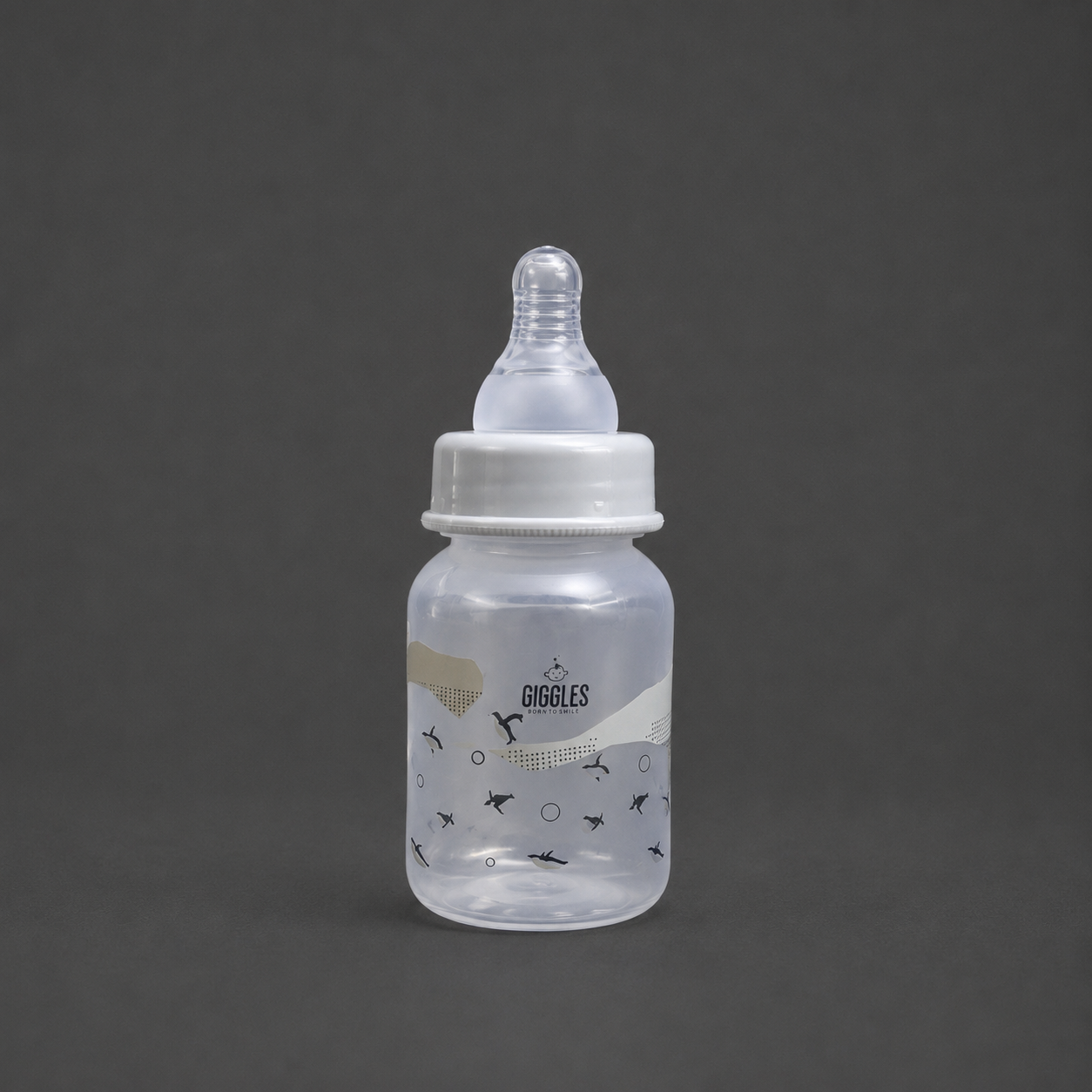 Giggles Normal Neck Baby Feeder 120ml Grey BPA-Free Feeding Bottle