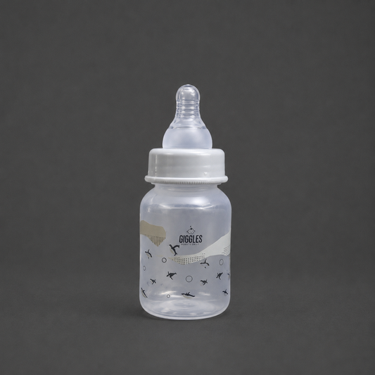 Giggles Normal Neck Baby Feeder 120ml Grey BPA-Free Feeding Bottle