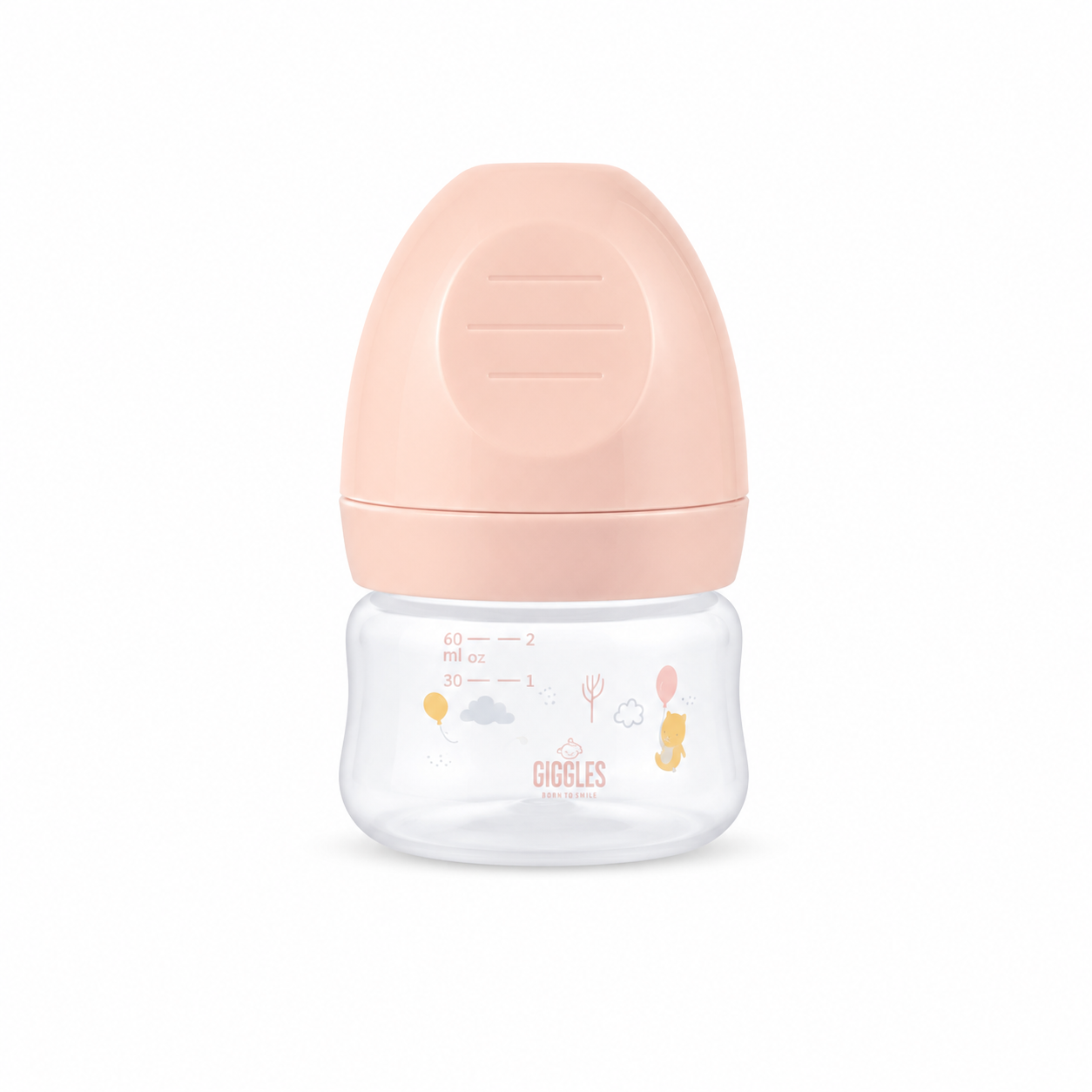 Giggles Wide Neck Baby Feeder 60ml Pink BPA-Free Feeding Bottle