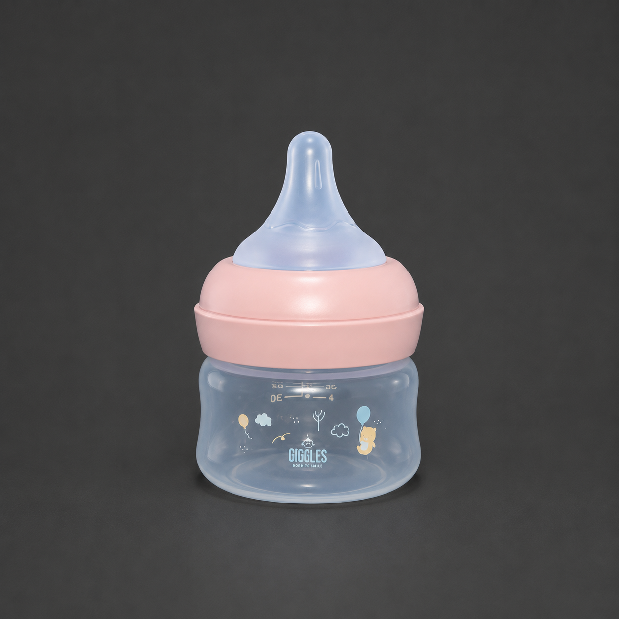 Giggles Wide Neck Baby Feeder 60ml Pink BPA-Free Feeding Bottle