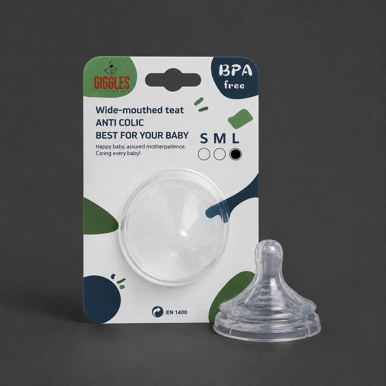 Giggles Breast Shape Baby Nipple BPA-Free Silicone Feeding Nipple