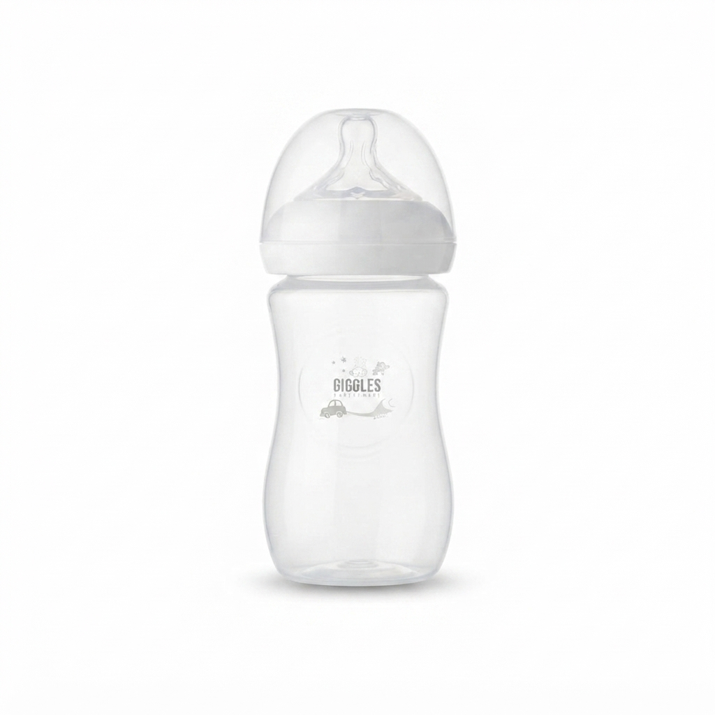 Giggles Crown Neck Baby Feeder 260ml White BPA-Free Feeding Bottle