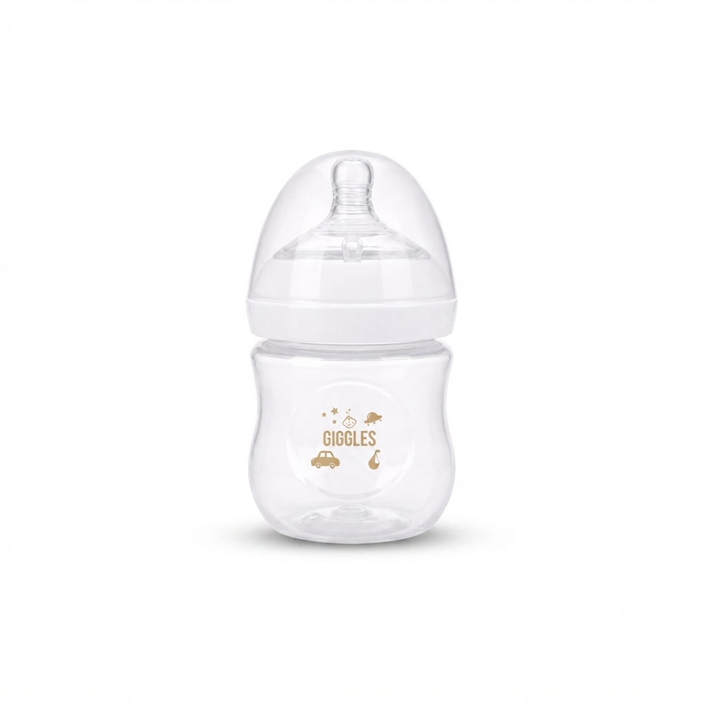 Giggles Crown Neck Baby Feeder 125ml White BPA-Free Feeding Bottle
