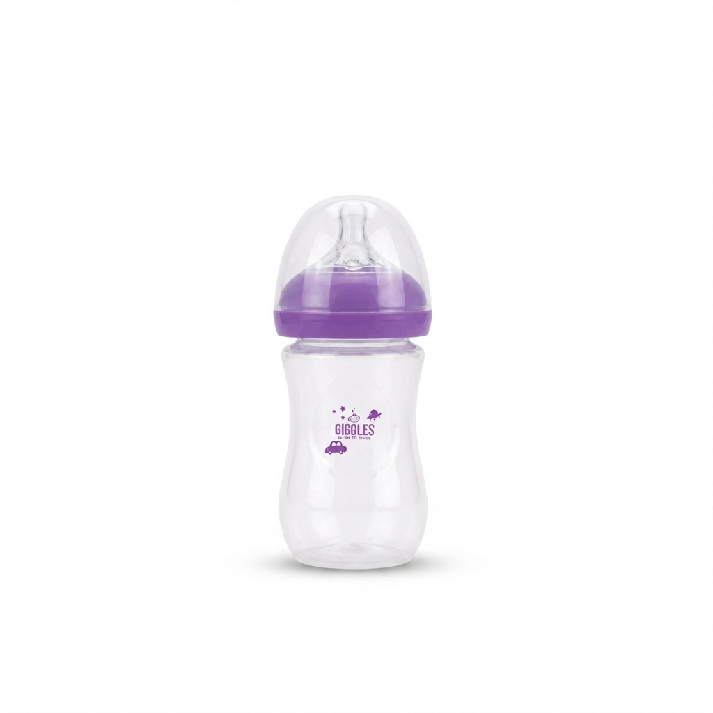 Giggles Crown Neck Baby Feeder 260ml Purple BPA-Free Feeding Bottle