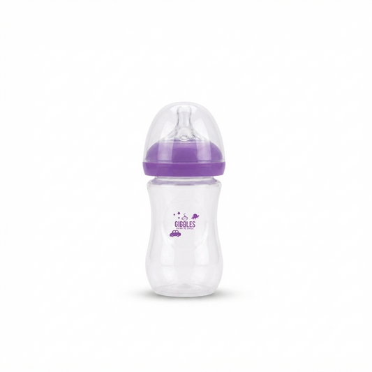 Giggles Crown Neck Baby Feeder 260ml Purple BPA-Free Feeding Bottle