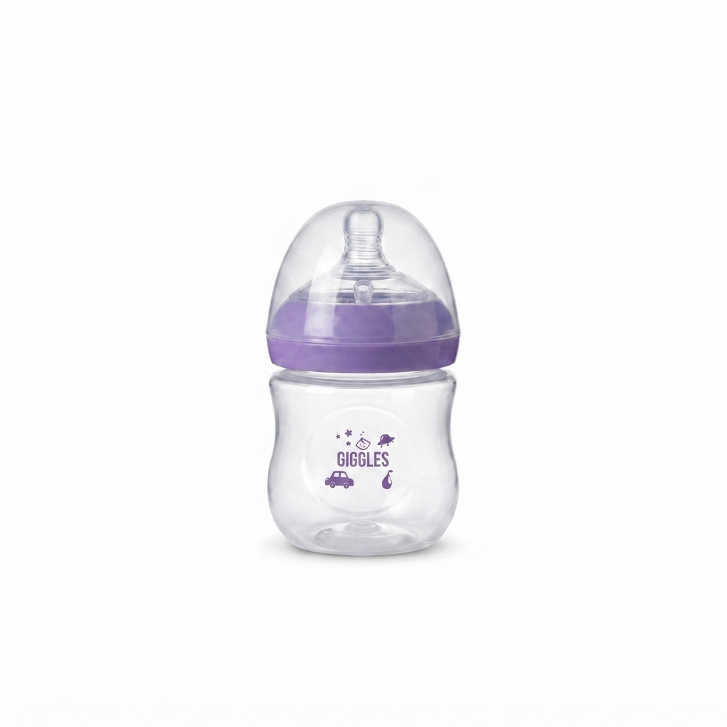 Giggles Crown Neck Baby Feeder 125ml Purple BPA-Free Feeding Bottle