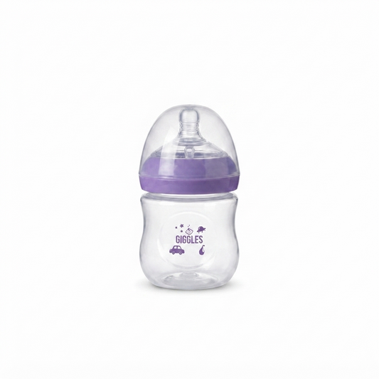 Giggles Crown Neck Baby Feeder 125ml Purple BPA-Free Feeding Bottle